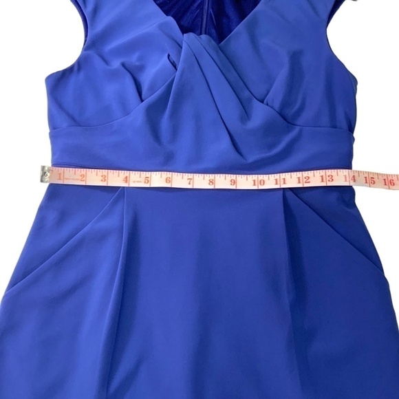 ADRIANNA PAPELL Cobalt Blue Stretch & Draped Special Occasion Dress Size 6 - Picture 7 of 11